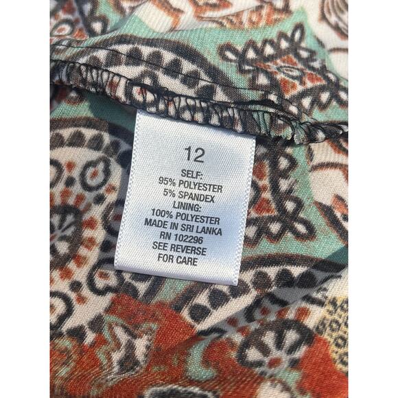 Roz & Ali Career Dress 12 Lined Geometric Print Rear Zip Entry Contemporary - Picture 6 of 14